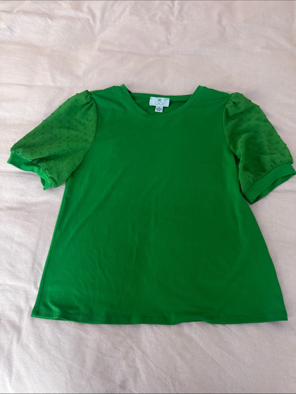 CeCe Bright Green Puff-Sleeve Tee